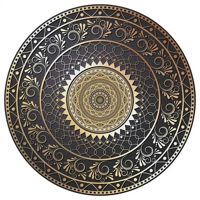 v-87__-993894764 Round Vintage Premium Rug Carpet Living Room Decoration Washable for Lounge Non-slip - ISTANBULLU LTD