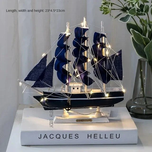 v-95142386__-1914245275 Wooden Sailboat Model Decoration Crafts Birthday Gift Sculptures and Statues - ISTANBULLU LTD