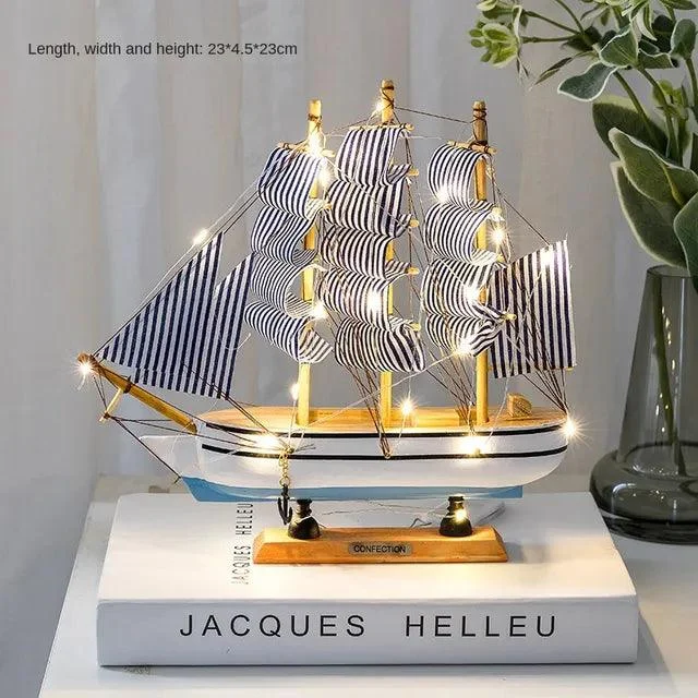 v-95142387__-603324143 Wooden Sailboat Model Decoration Crafts Birthday Gift Sculptures and Statues - ISTANBULLU LTD