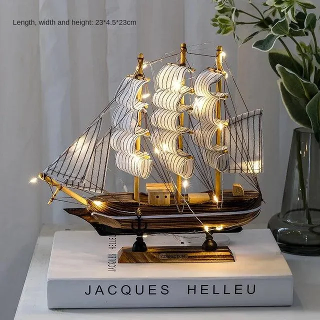 v-95142391__-2089533516 Wooden Sailboat Model Decoration Crafts Birthday Gift Sculptures and Statues - ISTANBULLU LTD