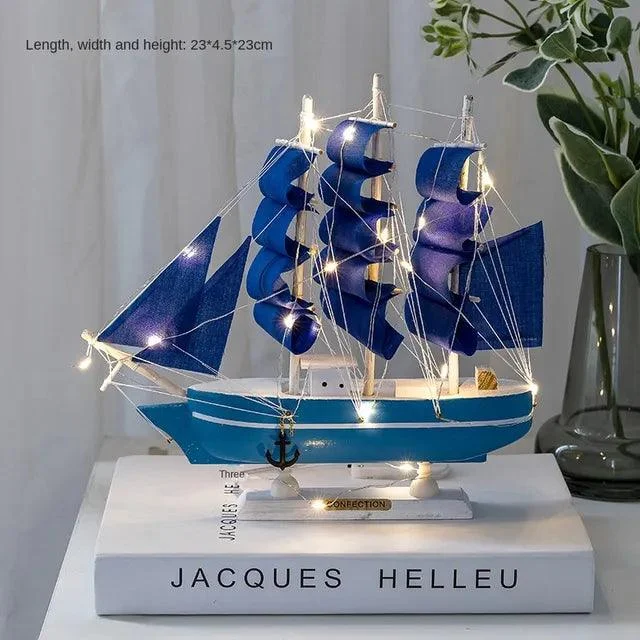 v-95142393__-313698536 Wooden Sailboat Model Decoration Crafts Birthday Gift Sculptures and Statues - ISTANBULLU LTD
