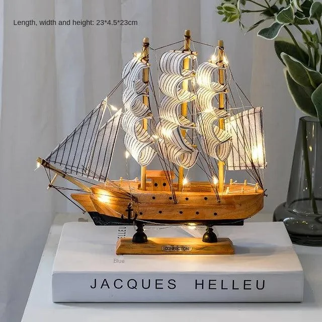 v-95142394__-1457038041 Wooden Sailboat Model Decoration Crafts Birthday Gift Sculptures and Statues - ISTANBULLU LTD
