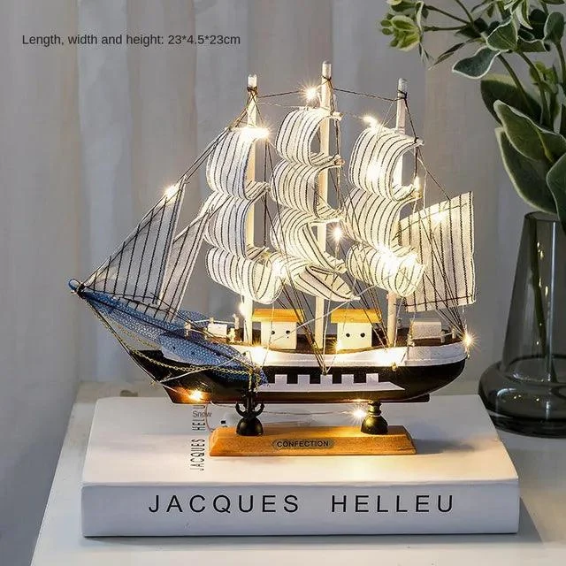 v-95142395__1089374278 Wooden Sailboat Model Decoration Crafts Birthday Gift Sculptures and Statues - ISTANBULLU LTD