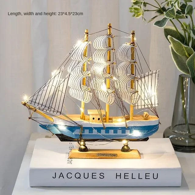 v-95142396__-145853295 Wooden Sailboat Model Decoration Crafts Birthday Gift Sculptures and Statues - ISTANBULLU LTD
