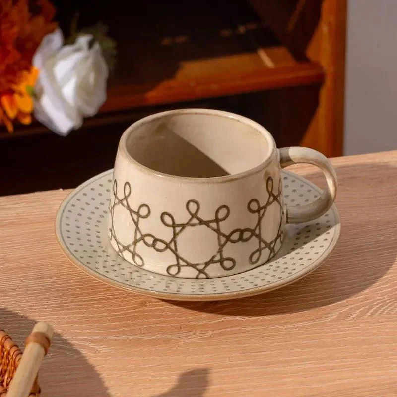 vintage-coarse-pottery-coffee-cup-saucer-set-671716 Vintage Coarse Pottery Coffee Cup Saucer Set 671716
