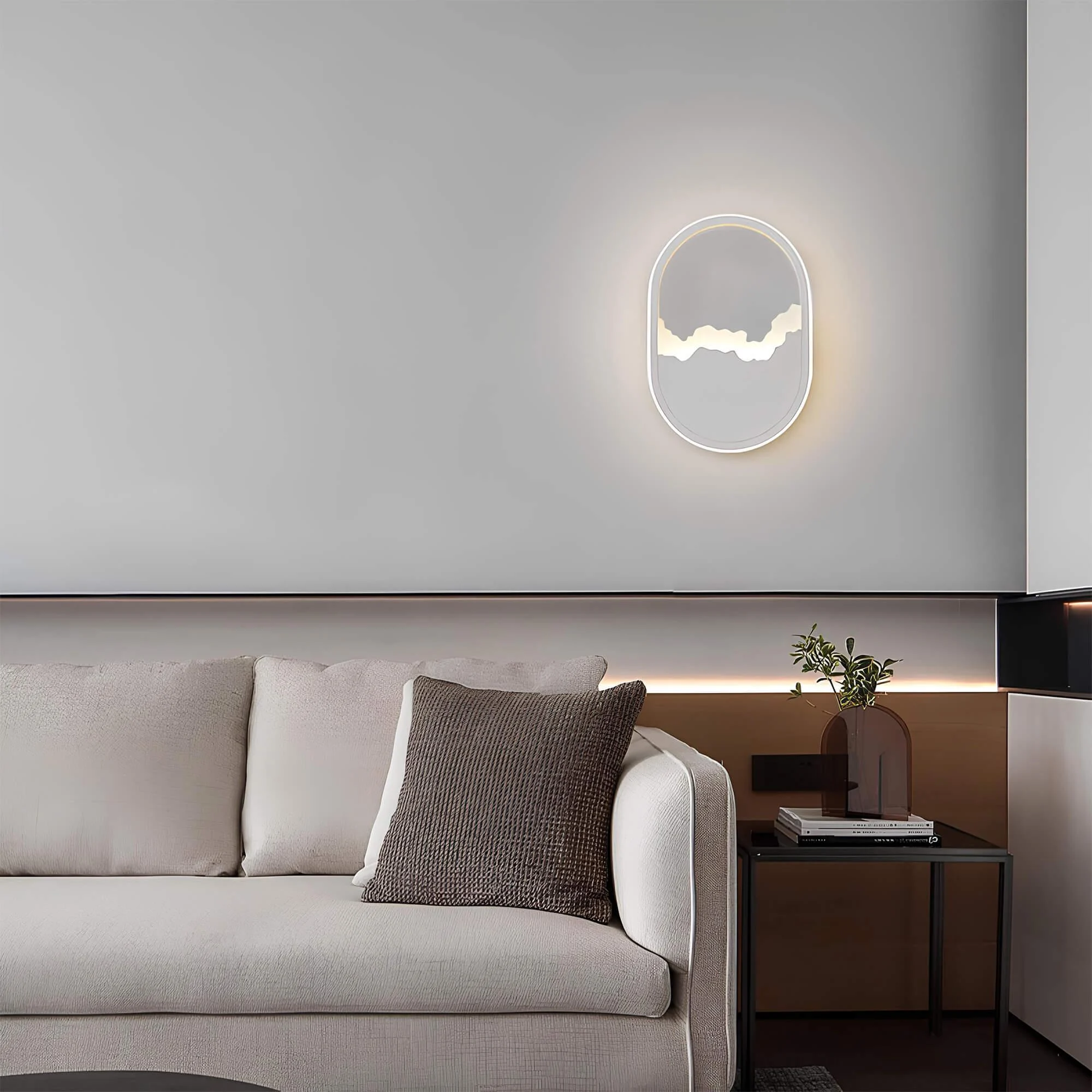 Waveglow Moderne Ovale Led Wandlampe Eisen Welle 3000k Weiss Schwarz Xlumina