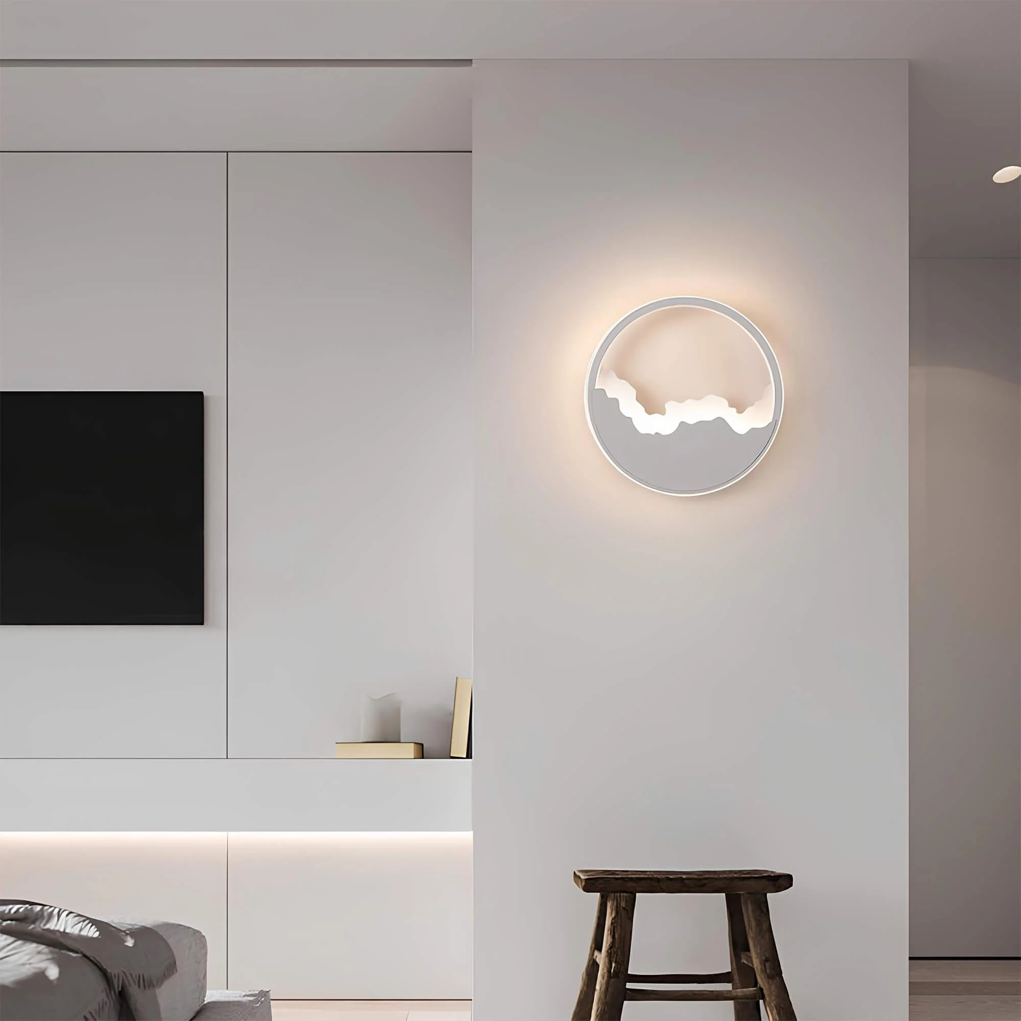 Waveglow Moderne Ovale Led Wandlampe Eisen Welle 3000k Weiss Schwarz Xlumina2