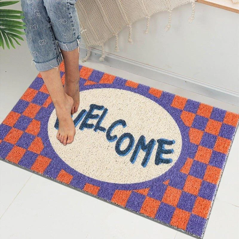 welcome-checkerboard-printed-doormat-383898 Welcome Checkerboard Printed Doormat 383898