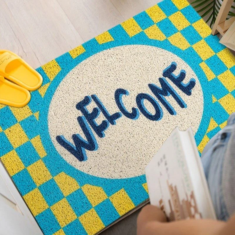 welcome-checkerboard-printed-doormat-540842 Welcome Checkerboard Printed Doormat 540842