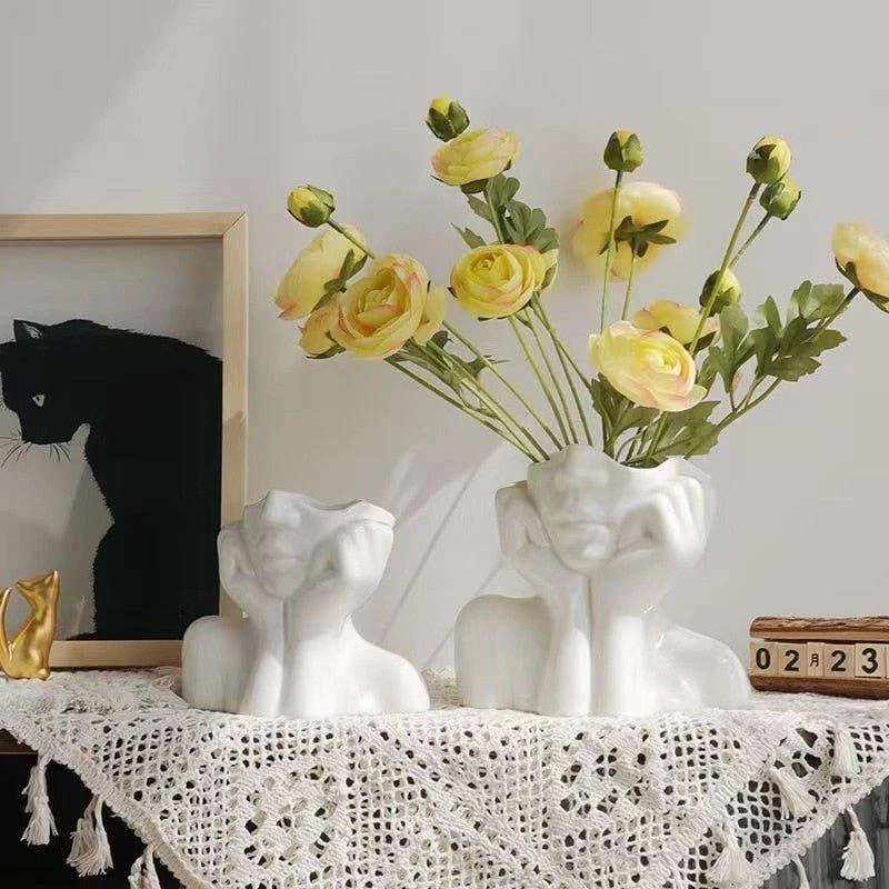 white-ceramic-shy-girl-decorative-vase-698176 White Ceramic Shy Girl Decorative Vase 698176