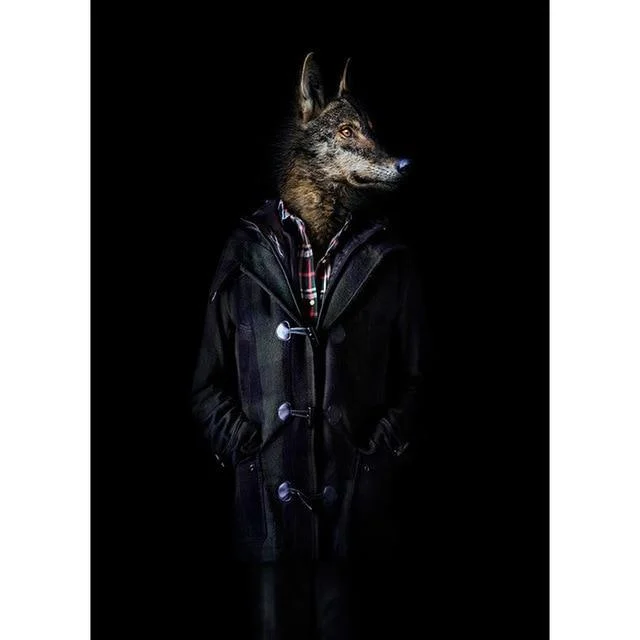 Wolf In Modern Trench Coat Poster Wall Art Posters And Prints Canvas Painting 383314