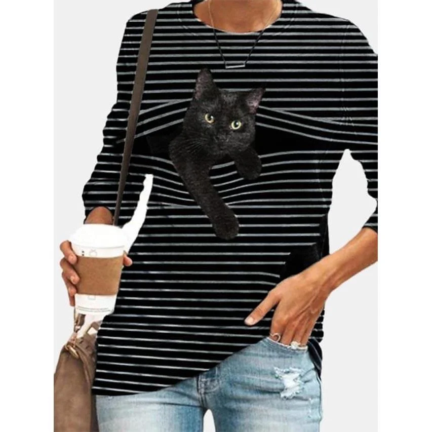 womens-halloween-tunic-t-shirt-striped-cat-3d-cartoon-long-sleeve-print-round-neck-womens-tops-gray-s-dailysale-412567 Womens Halloween Tunic T Shirt Striped Cat 3d Cartoon Long Sleeve Print Round Neck Womens Tops Gray S Dailysale 412567