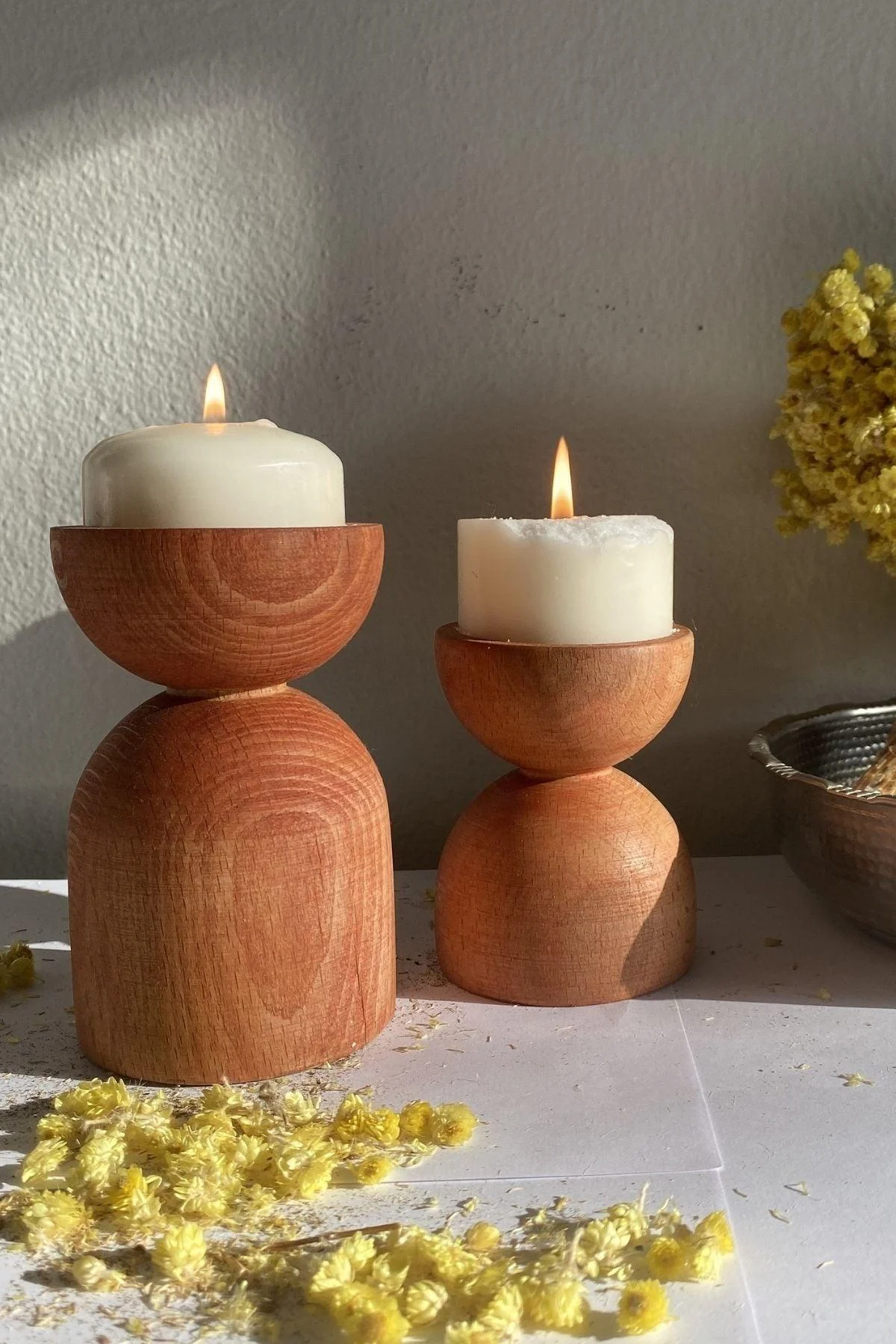 Wooden Conical Candle Holder 2pccandle Holderliving Simply House 298397