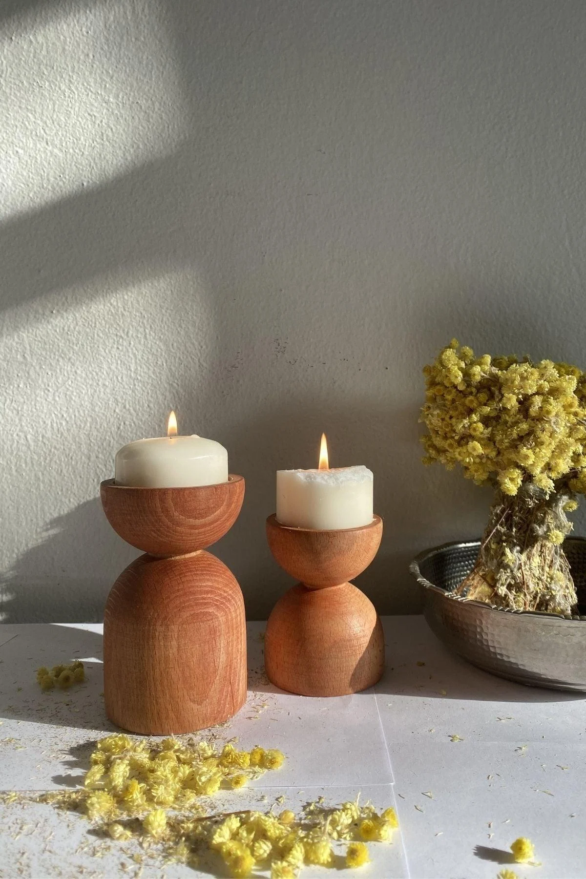 Wooden Conical Candle Holder 2pccandle Holderliving Simply House 660569